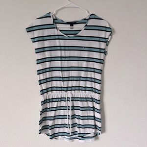 Tommy Hilfiger Striped White & Blue Top with Tie Waist Size Small